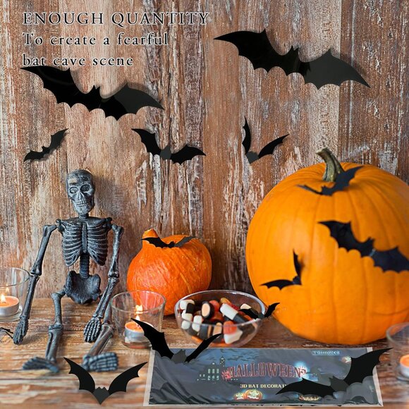 Halloween Decorations Bats Wall Decor Halloween Party Decorations Indoor Outdoor - Picture 2 of 8